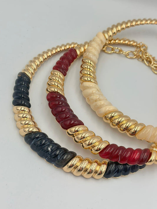 Burgu Detay Kemik Choker Kolye (Pirinç Kaplama)