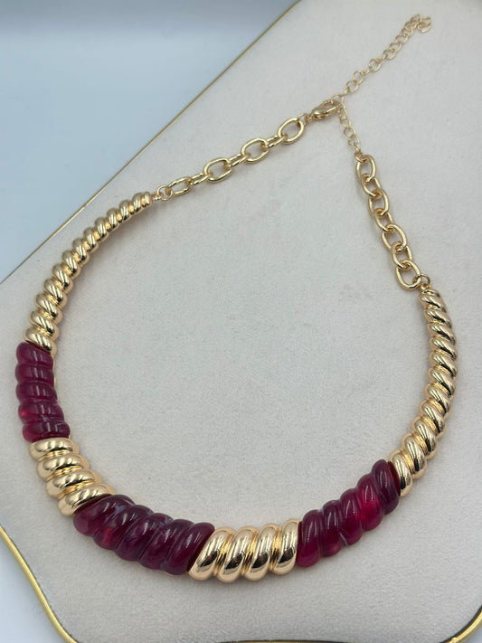Burgu Detay Kemik Choker Kolye (Pirinç Kaplama)