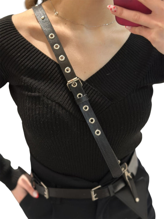 Çarpraz Ve Zımba Detaylı Kemer