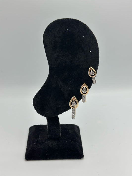 Çift Renk Detaylı Damla Set Küpe