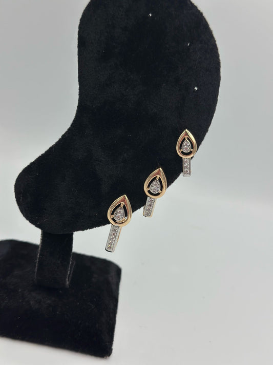 Çift Renk Detaylı Damla Set Küpe