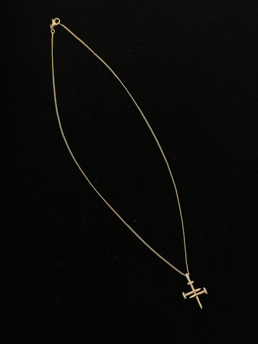 Çivi Detay Çelik Haç Kolye (Rose Gold)