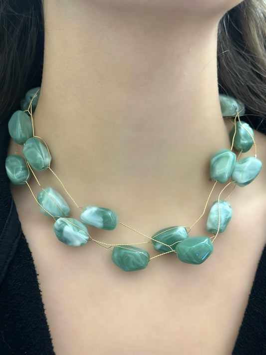 Çoklu Görünüm Yeşil Tel Kolye