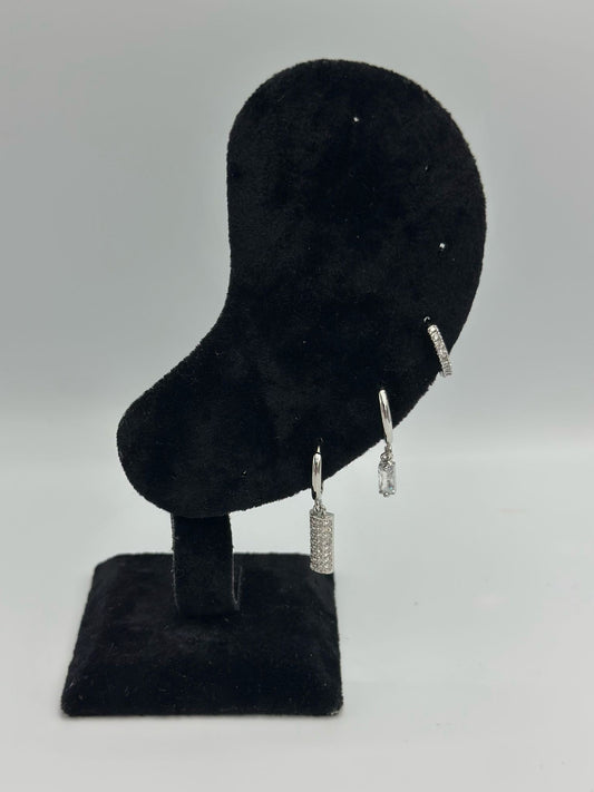 Çubuk Detay Zirkon Taşlı Set Küpe