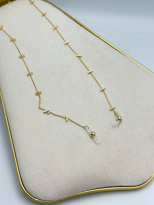 Çubuk Detaylı Altın Kaplama Gözlük İpi