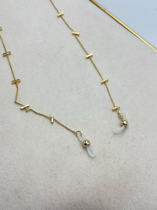 Çubuk Detaylı Altın Kaplama Gözlük İpi