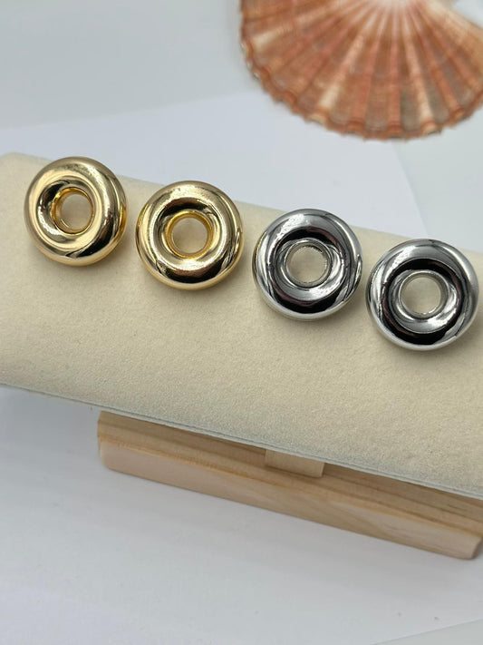 Düz Plaka Daire Küpe (Pirinç Kaplama)