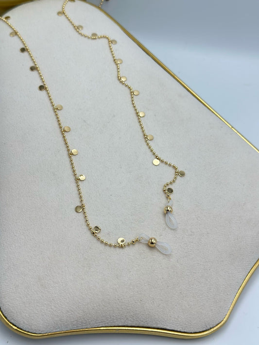 Ezme Ve Topçuk Detaylı Altın Kaplama Gözlük İpi