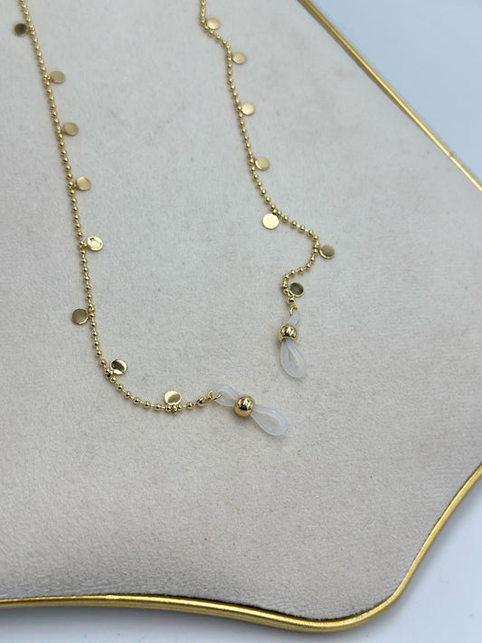 Ezme Ve Topçuk Detaylı Altın Kaplama Gözlük İpi