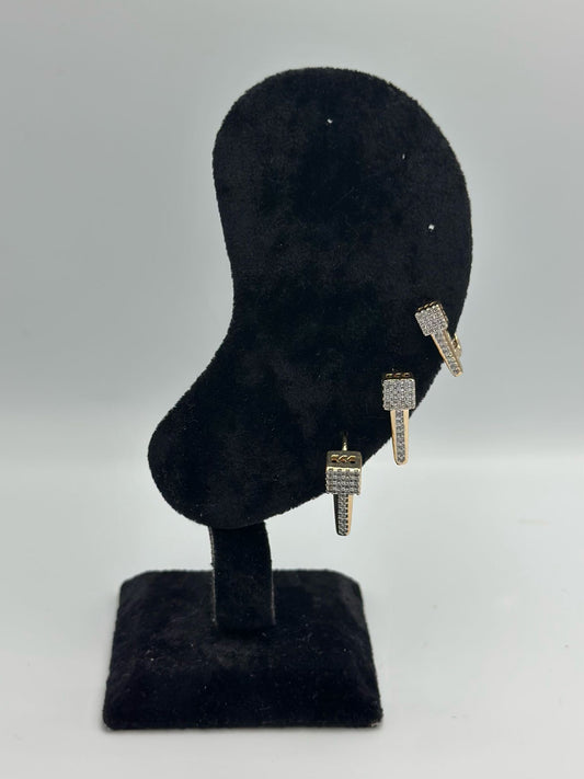 Full Zirkon Taş Detaylı Çivi Set Küpe