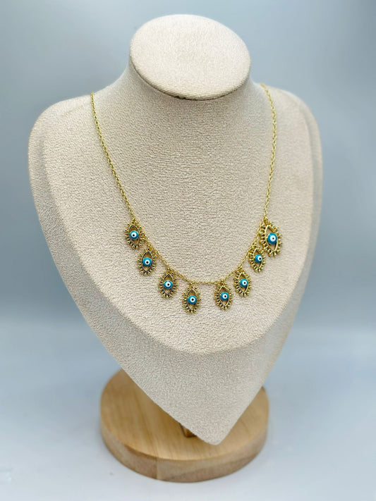 Göz Charm Detay Çelik Kolye