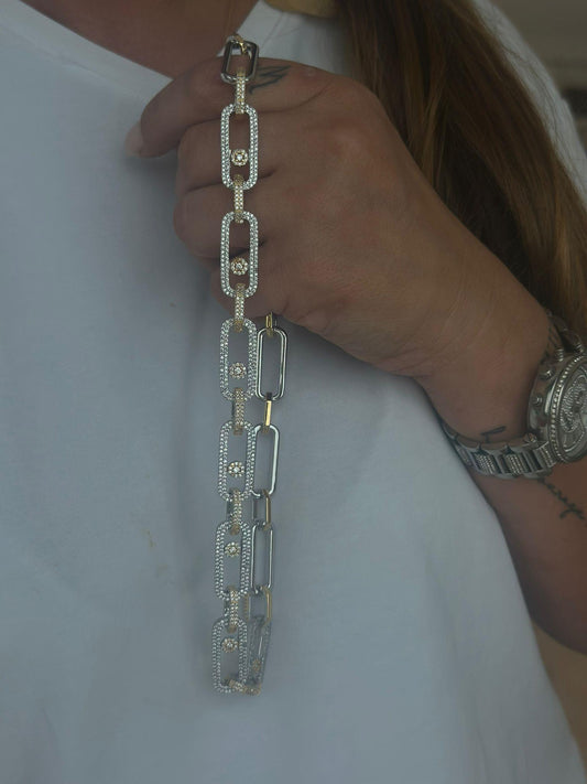 Gümüş Kaplama Zirkon Taş Ve Oval Kesim Kalın Kolye