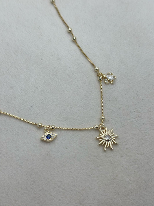 Güneş Detaylı Charm Hal Hal (Çelik)