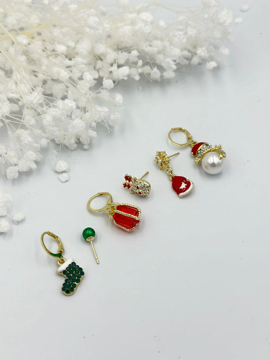 Hediye Paketi Yılbaşı Detaylı 6 lı Set Küpe