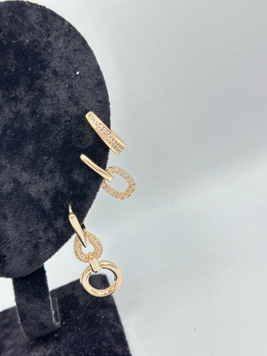 İç İçe Halka Detay Sallantılı Set Küpe (Çelik)