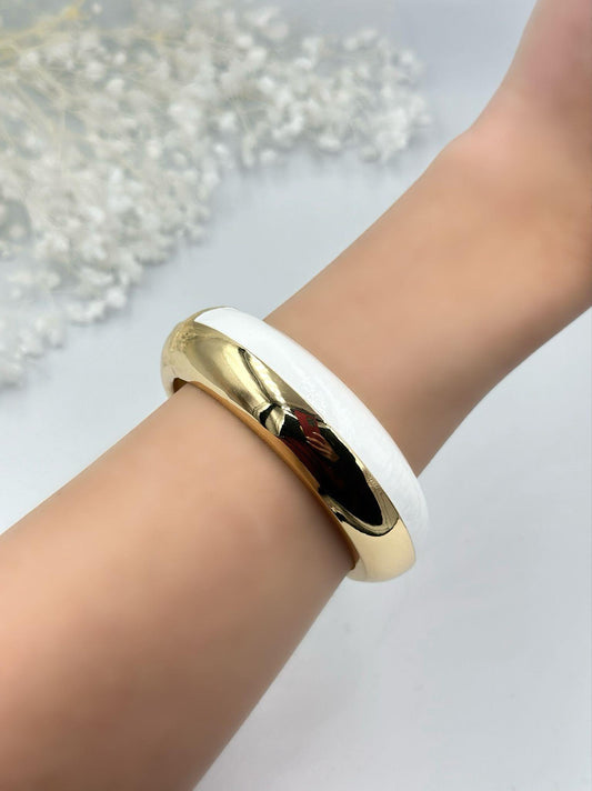 İki Renk Detaylı Bombeli Kelepçe (Çelik)