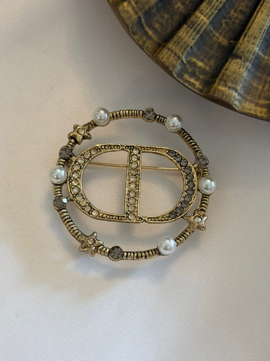 İnci Detay CD Broş (Bronz Kaplama)