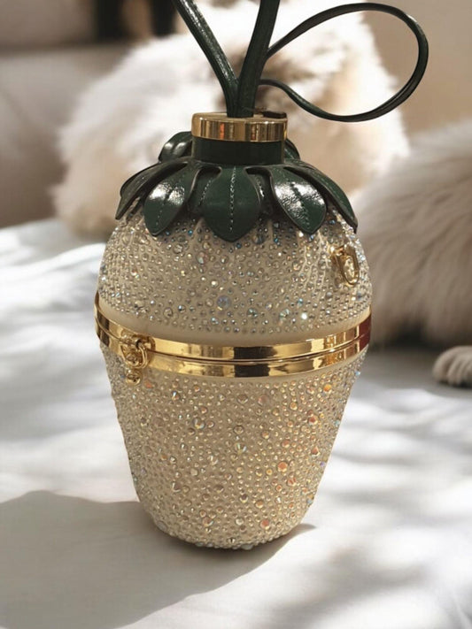 İthal Tasarım Taş Detaylı Çilek Çanta