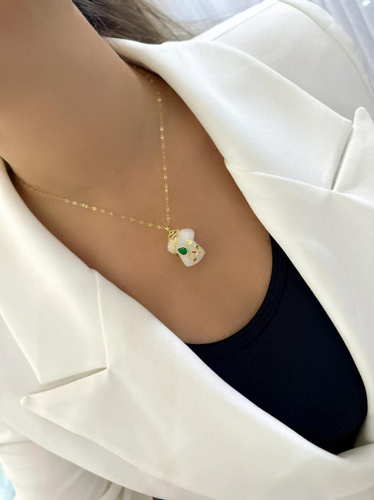 Kaftan Model Sedef Taş Çelik Kolye (45cm)