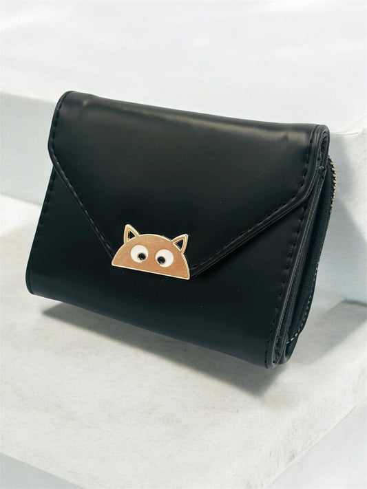 Kedi Detay Cüzdan (Siyah)