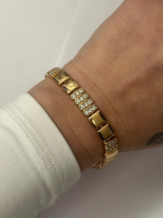 Kesik Plaka Detaylı Rose Bileklik