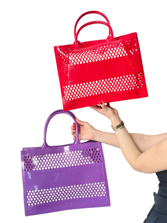 Kırmızı Ve Mor İçi Boş Plaj Çantası