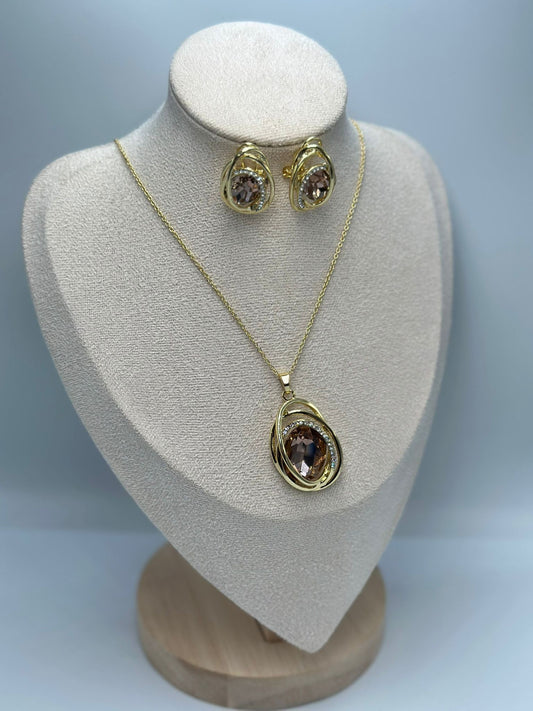 Kristal Taş Detay Set Takı (Çelik)