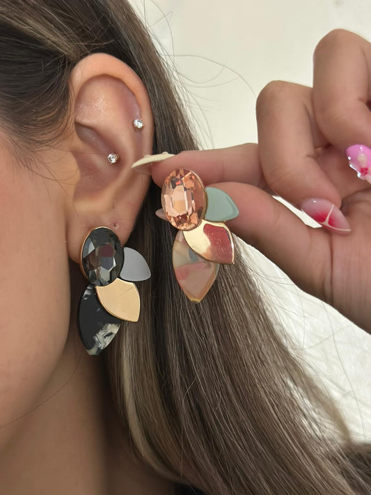 Kristal Taş Detay Yelpaze Premium Küpe