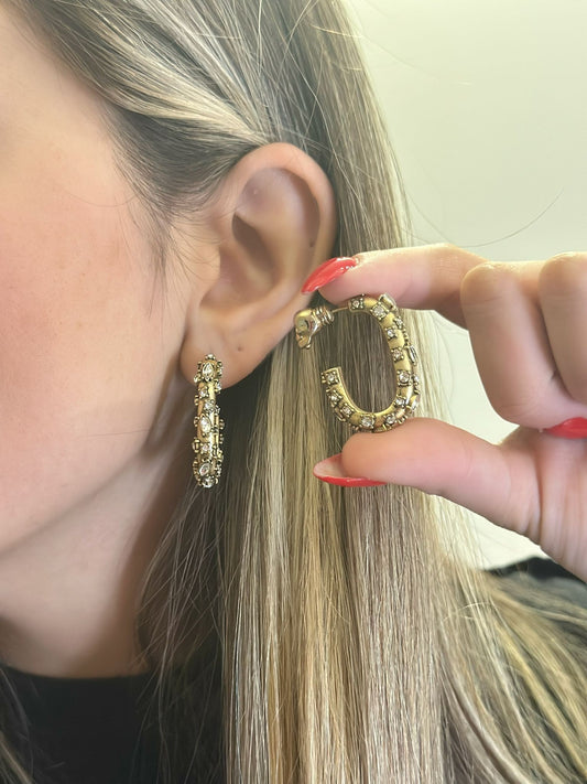 Kuru Kafa Detay Kare Kesim Halka Küpe (Çelik)