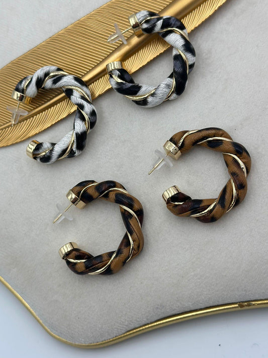 Leopar Desen Detaylı Burgu Halka Küpe