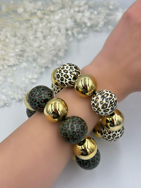 Leopar Desen Detaylı Topçuk Bileklik