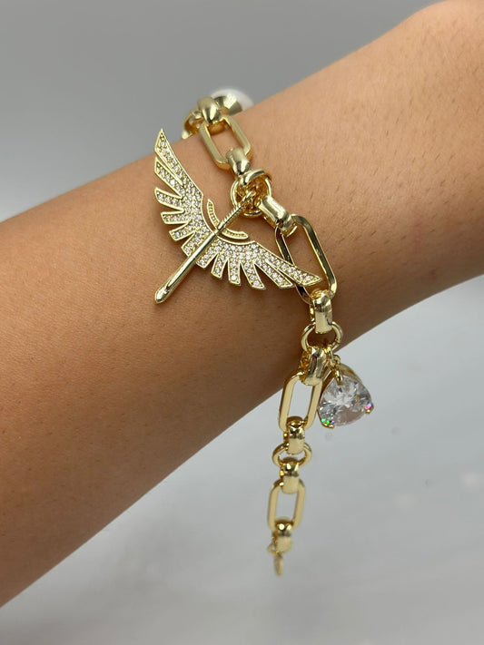 Melek Ve Damla Detay Charm Çelik Bileklik