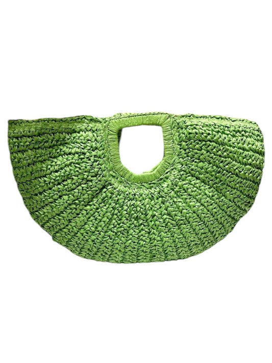 Örgü Detay Yeşil Hasır Portföy Çanta