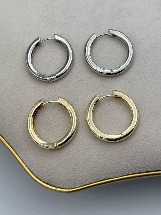 Orta Boy Pirinç Kaplama Halka Küpe