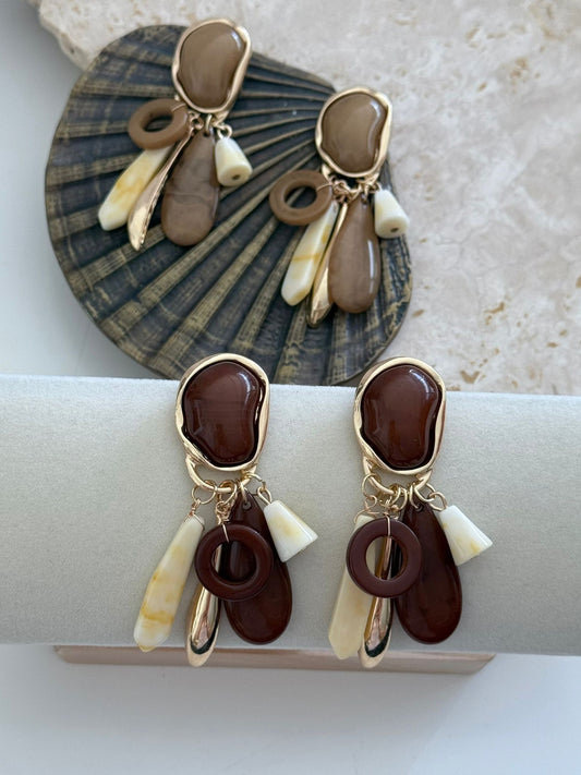 Özel Tasarım Sallantılı Charm Kemik Küpe (Pirinç Kaplama)