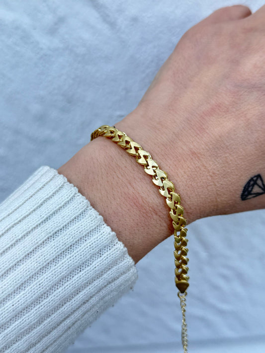 Premium Serisi Arpa Zincir Detaylı İnce Unisex Bileklik