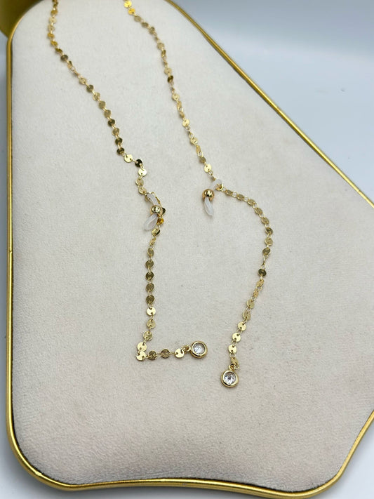 Pul Detaylı Altın Kaplama Gözlük İpi