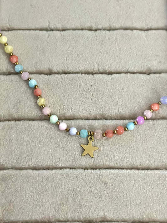 Rengarenk Yıldız Detay Hal Hal (Pirinç Kaplama)