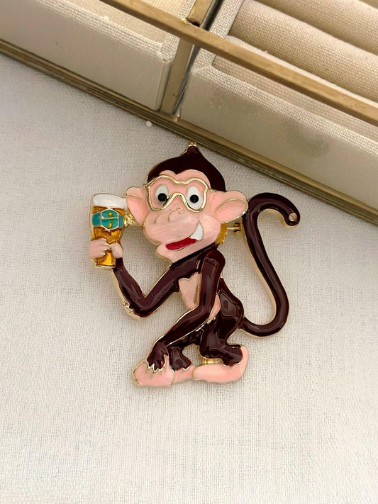 Renkli Sevimli Maymun Figürlü Broş