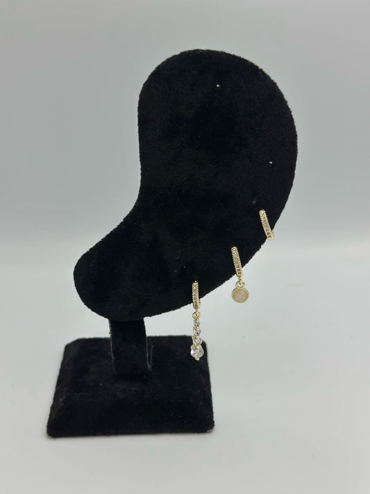 Sedef Taş Ve Sallantı Detay Set Küpe