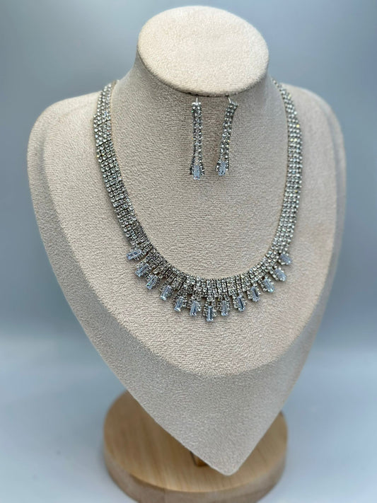 Sıralı Baget Taş Set Takı (Pirinç Kaplama)