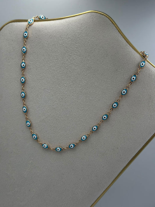Sıralı Nazar Boncuk Çelik Kolye (Rose Gold)