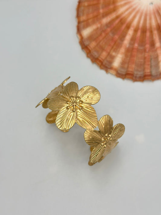 Sıralı Tırtık Plaka Detay Çiçek Kelepçe (Çelik)