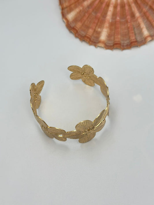 Sıralı Tırtık Plaka Detay Çiçek Kelepçe (Çelik)