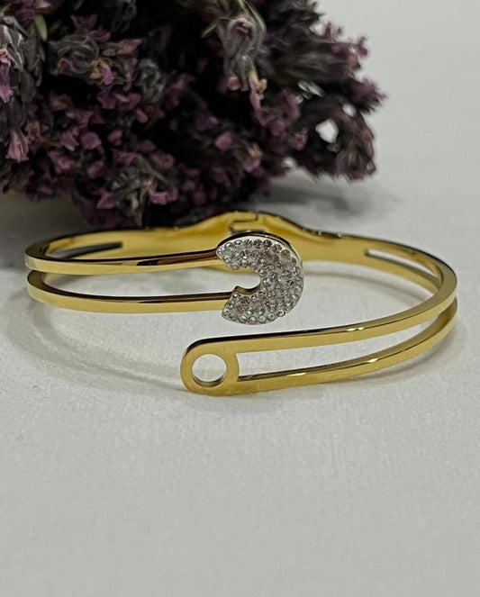 Unisex Çelik Gold Kelepçe Bileklik