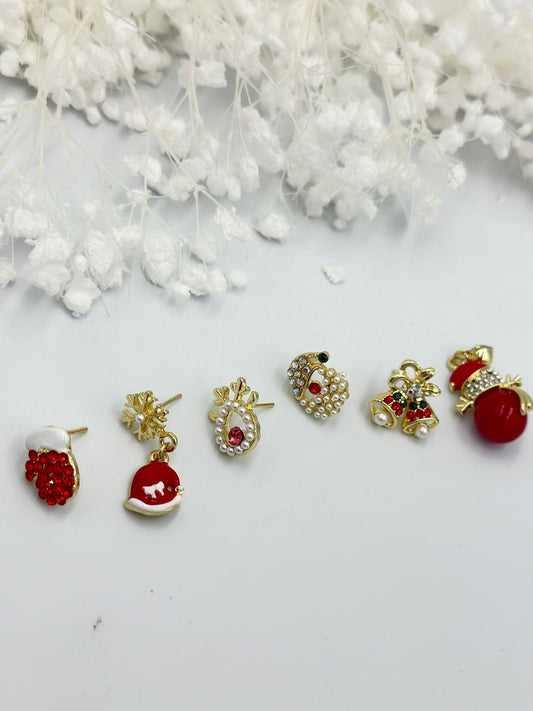 Yılbaşı Ve İnci Detaylı 6 lı Set Küpe