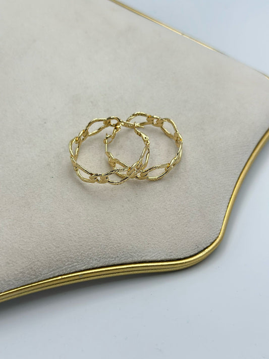 Zincir Detay Orta Boy Halka Küpe (Çelik)