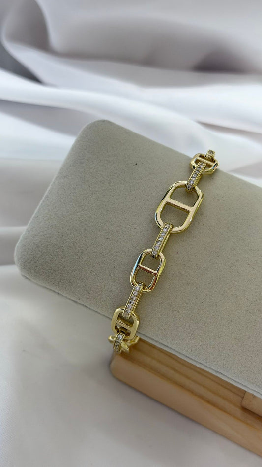 Zirkon Taş Detay Geometrik Çelik Bileklik