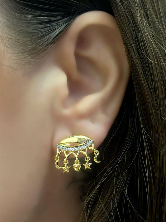 Zirkon Taş Detay Göz Küpe (Çelik)