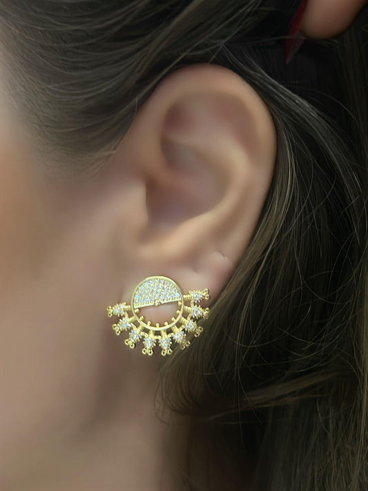 Zirkon Taş Detay Güneş Küpe (Çelik)